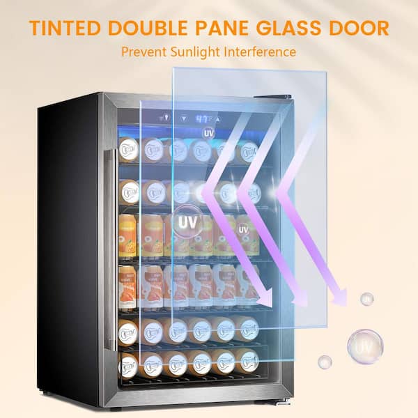 20.28 in. Single Zone 37-Wine Bottles and 120-Cans Beverage and Wine Cooler in Black