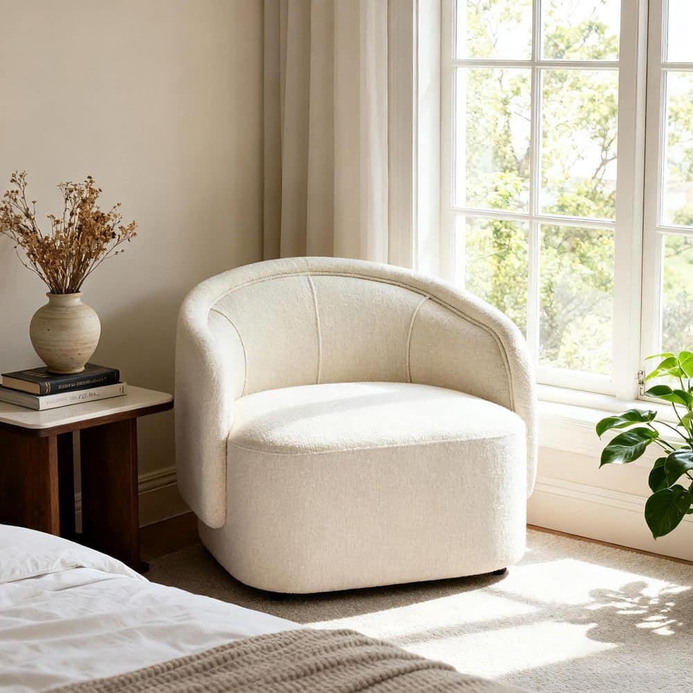 Cream Polyester Arm Chair with Straight Arm for Living Room, Bedroom or Office price history on PriceWatchPro