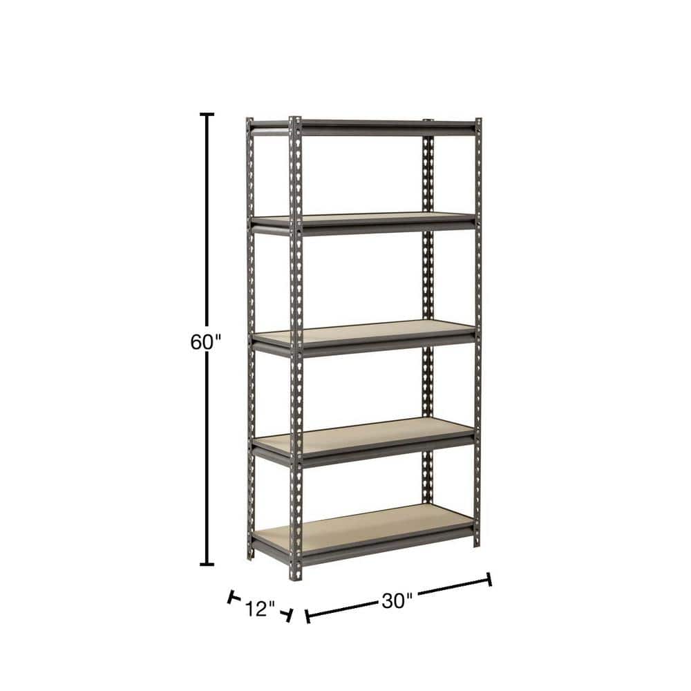 Silver Vein 5-Shelf Steel Storage Rack with Adjustable Shelves