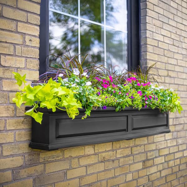 Nantucket 72 in. x 11.5 in. Self-Watering Black Plastic Polyethylene Window Box
