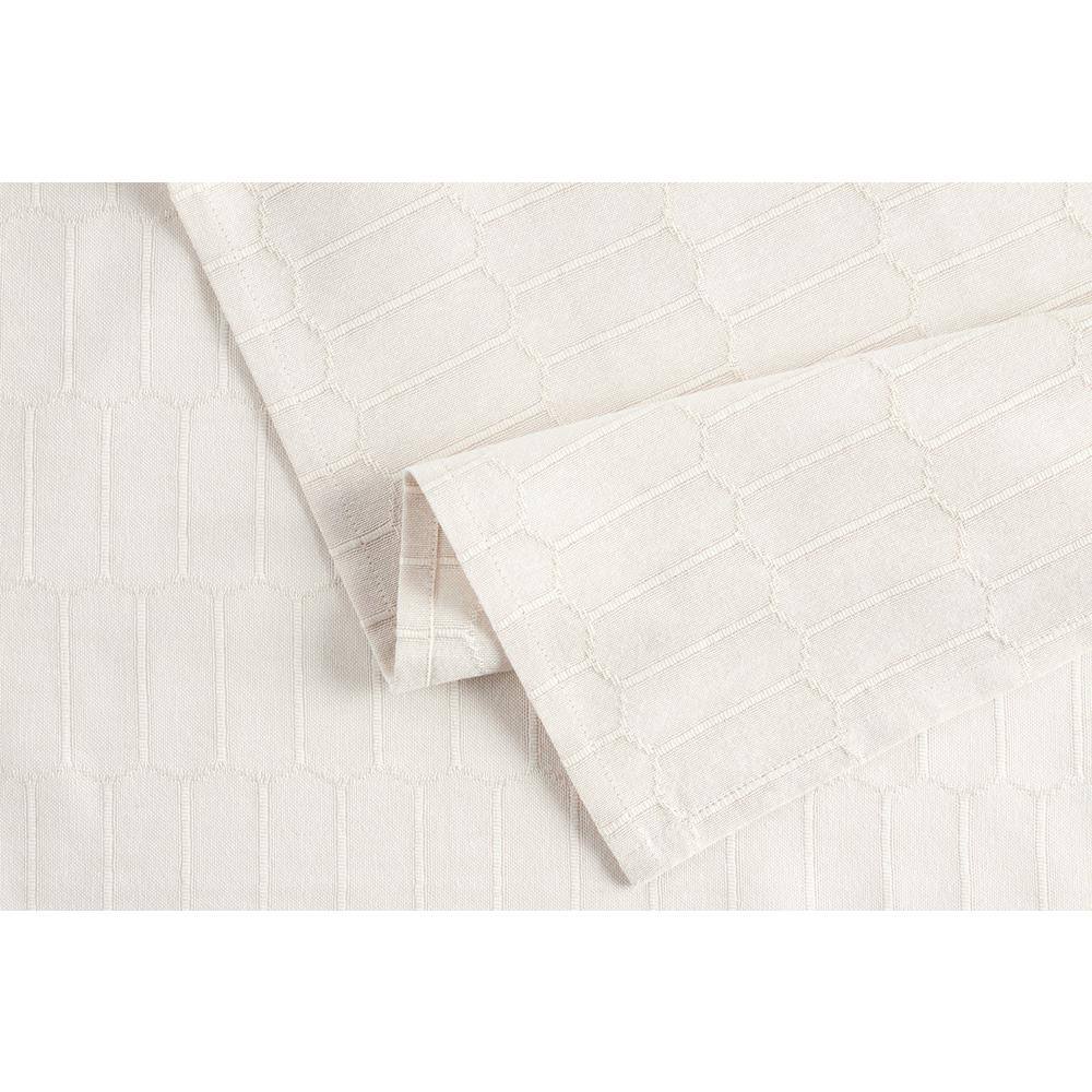 Beige Cotton Rectangular Tablecloth with Honeycomb Pattern