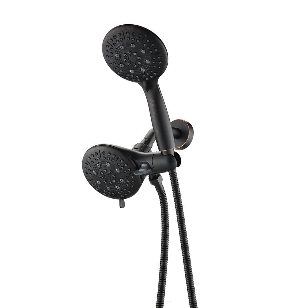 6-Spray Patterns 4.5 in. Wall Mount Dual Shower Heads and Handheld Shower H
