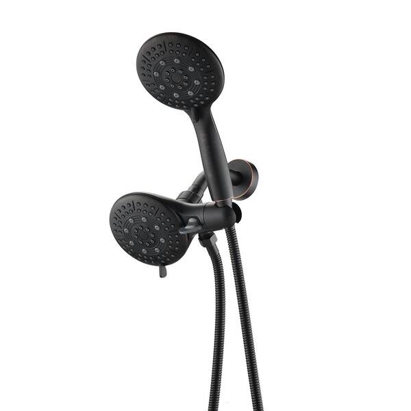 Unbranded 6-Spray Patterns 4.5 in. Wall Mount Dual Shower Heads and Handheld Shower Head in Oil Rubbed Bronze