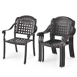 Metal 4-Pieces Cast Aluminum Patio Chair Bistro Bronze Dining Chair Outdoor Cast Aluminum Chair