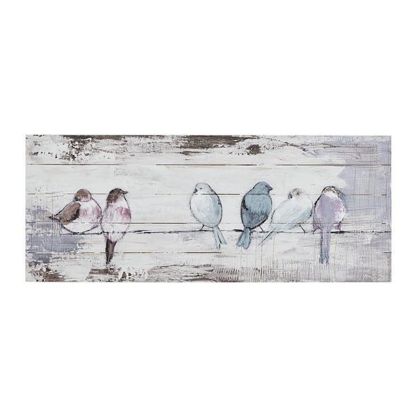 Unbranded Perched Birds Wood Wall Art Living Room Decor - Hand Painted Wood Plank, Home Accent Farmhouse Bathroom Decoration