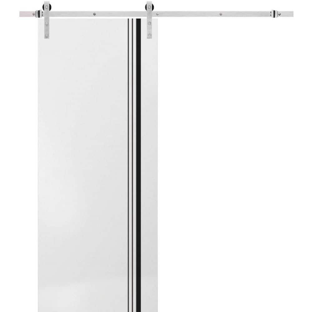 Assembly Required 18 in. x 84 in. 1-Panel White Solid Wood with Honeycomb Sliding Barn Door with Hardware Kit price history on PriceWatchPro