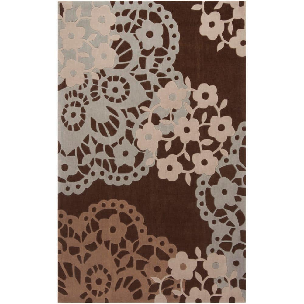 Modern Art 9 ft. x 12 ft. Brown/Multi Abstract Floral Area Rug