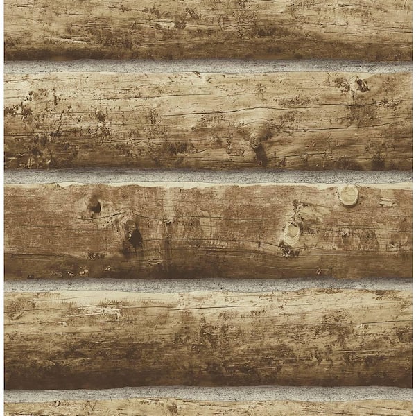 56 sq. ft. Brown Colorado Faux Wood Logs Unpasted Wallpaper Roll