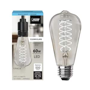 60-Watt Equivalent ST19 Dimmable Spiral Filament Clear Glass E26 Vintage Edison LED Light Bulb, Daylight