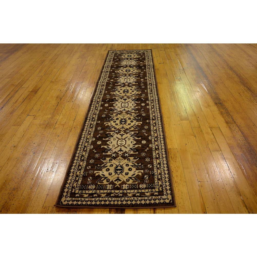 Taftan Brown and Cream Synthetic Runner Rug