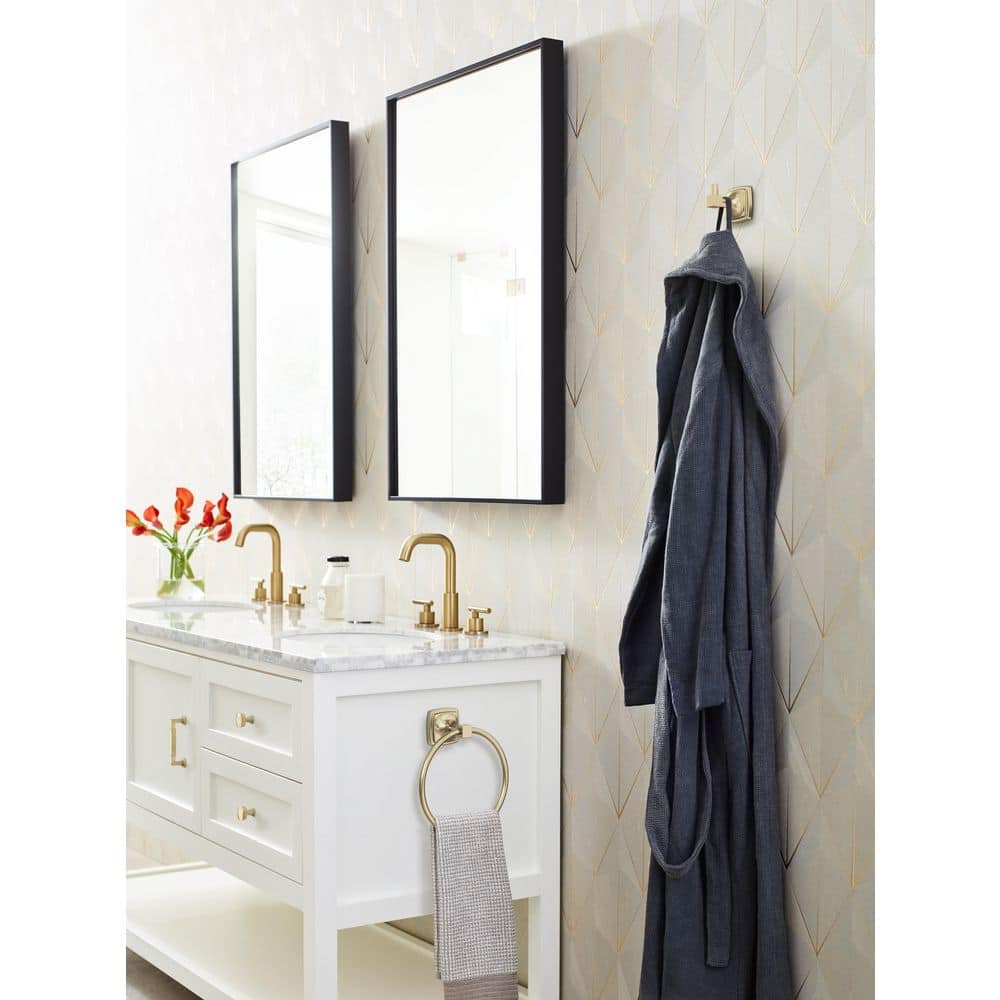 Golden Champagne Wall Mounted Towel Ring with Square Base