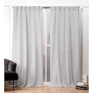Textured Matelasse Dove Grey Abstract Light Filtering Hidden Tab / Rod Pocket Curtain, 50 in. W x 84 in. L (Set of 2)