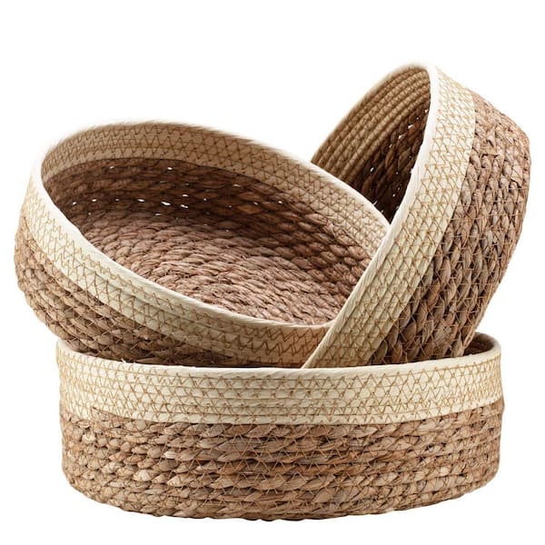 Unbranded Beige 4 in. x 12 in. Wicker Decorative Basket Set of 3
