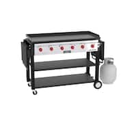 Flat Top Grill 900 6-Burner Propane Gas Grill in Black with Griddle