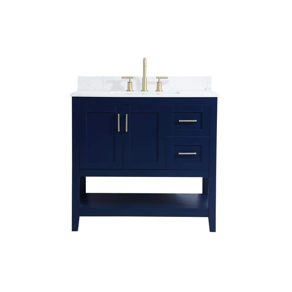 Timeless 36 in. W Single Bath Vanity in Blue with Engineered Stone Vanity T