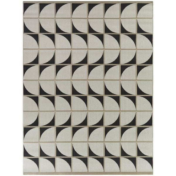 Lavant Charcoal 7 ft. 10 in. x 10 ft. Geometric Indoor/Outdoor Area Rug