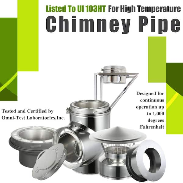 6 in. x 17 in. Triple-Wall Chimney Pipe Up Through the Ceiling Basic  Install Kit