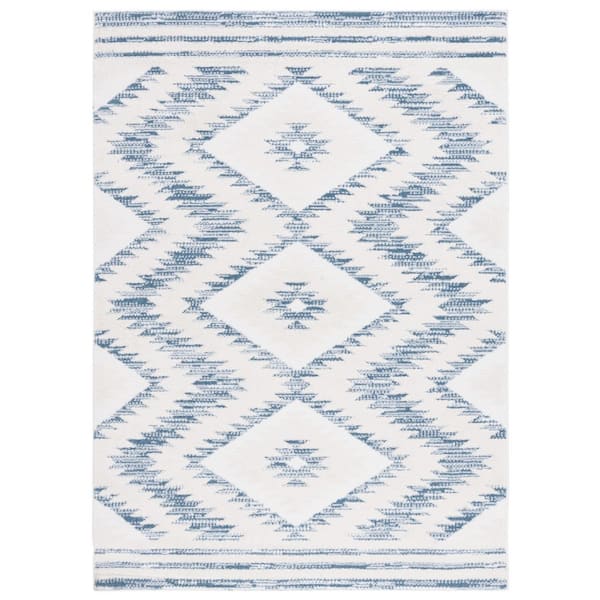 SAFAVIEH Alamo 9 ft. x 12 ft. Ivory/Blue Aztec Diamond Area Rug