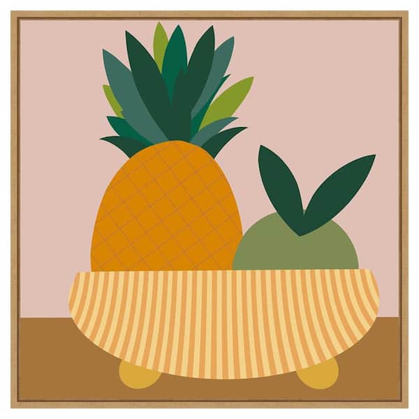 Amanti Art Graphic Fruit Bowl III by Regina Morre 30 in. W x 30 in. H. Canvas Wall Art Print Framed in Brown