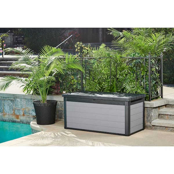 Keter Premier 150 Gal. Resin Large Durable Grey Deck Box for Lawn Outdoor  Patio Garden Furniture Storage 240303 - The Home Depot