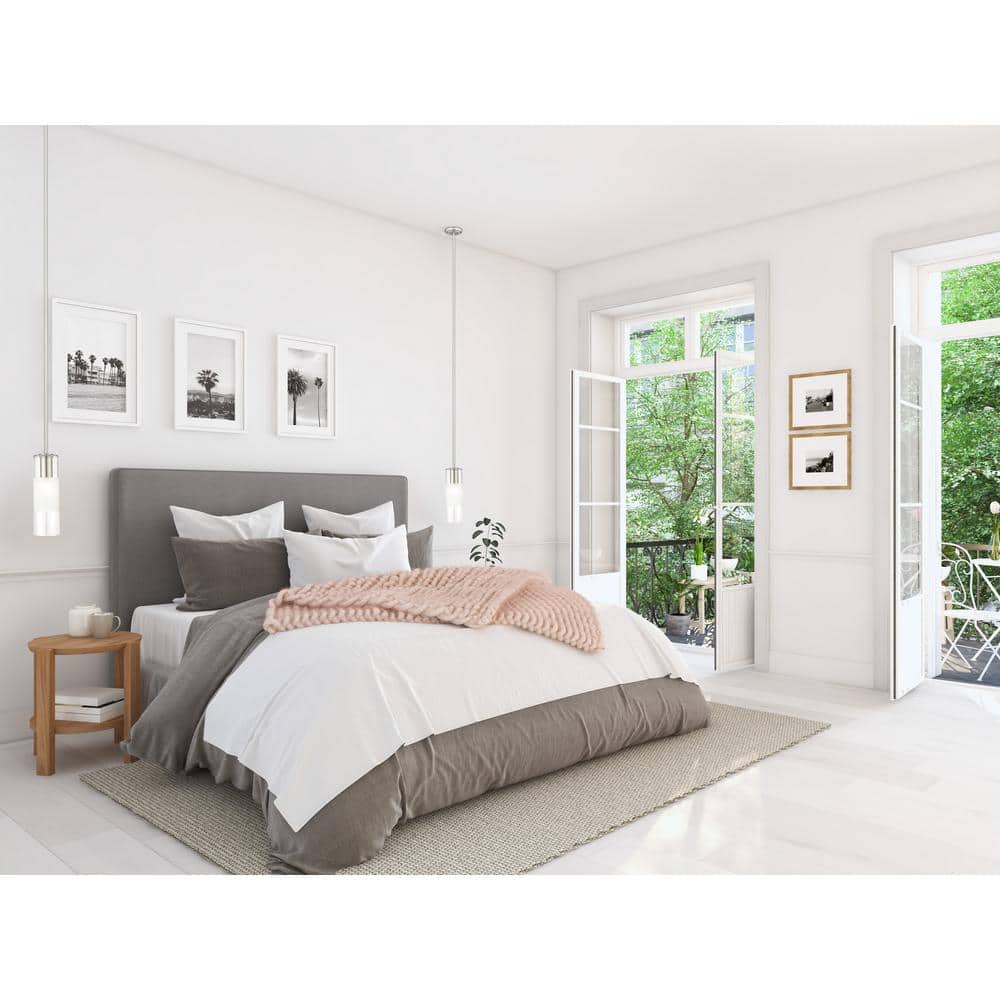 Brushed Nickel Frosted Glass Cylinder Pendant Light