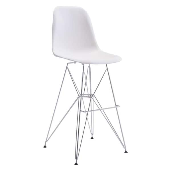 ZUO Zip 28.7 in. White Bar Stool