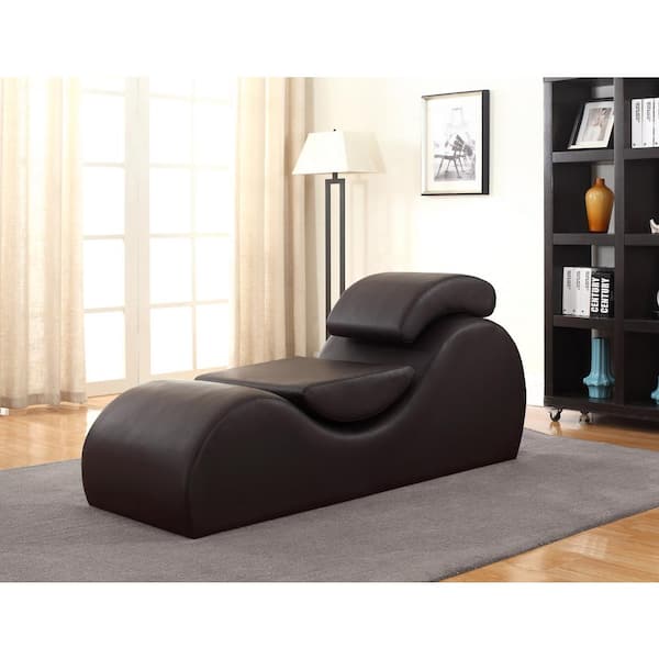 US Pride Furniture Braflin Dark Brown Faux Leather Stretch Chaise