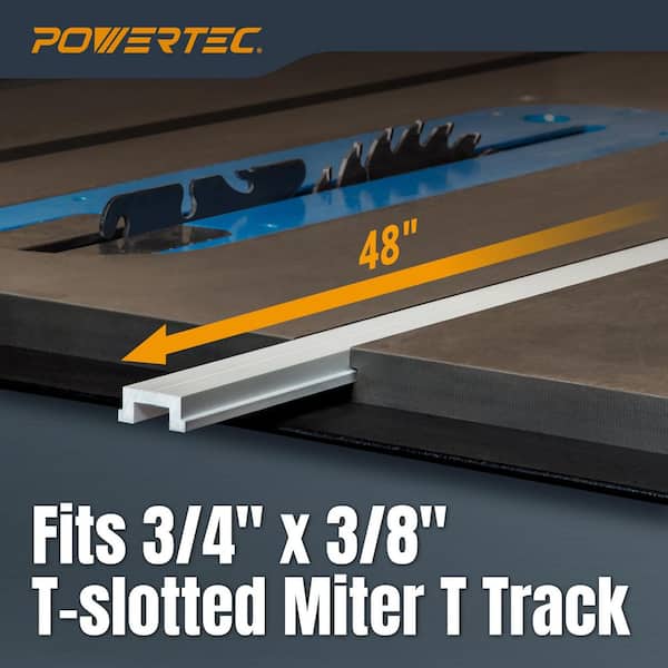 POWERTEC 3" T-Track Flip Stop & 18" Miter Bar Set - For Table Saw Sleds, Router Tables, Jigs (Fits 3/4" X 3/8" Miter Slots) - View #3