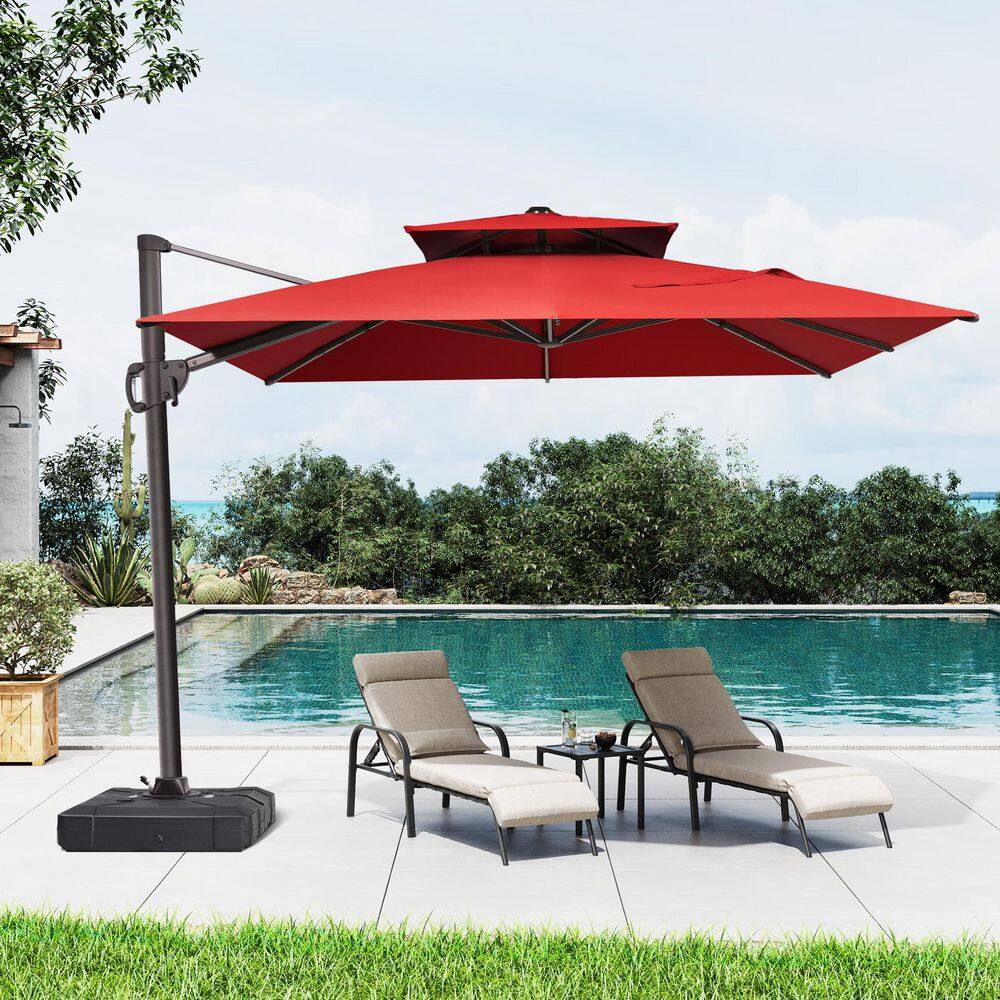 10.5 ft. x 9 ft. Double Top Rectangular Cantilever Patio Umbrella in Red with 260 lbs. Base Stand price history on PriceWatchPro