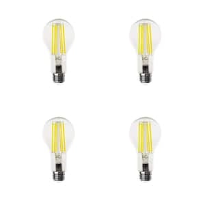 150-Watt Equivalent A21 Dimmable Clear Glass Filament E26 Medium Base LED Light Bulb, Bright White (3000K) (4-Pack)