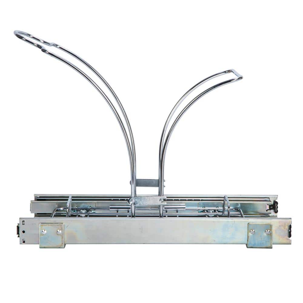 White Plastic Pull-Out Trash Can with Chrome Base