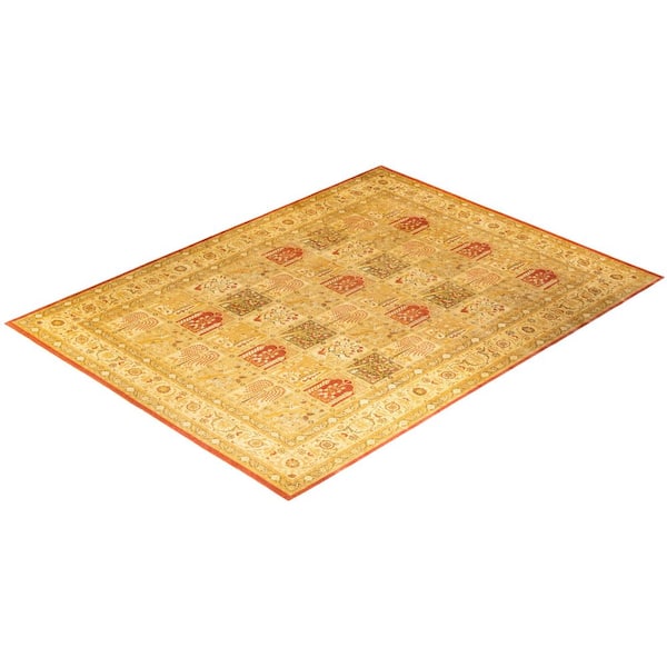 Mogul Traditional Orange 10 ft. 4 in. x 13 ft. 10 in. Oriental Area Rug