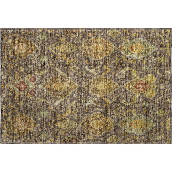 Mayfield Premium Machine Washable Abstract AMF2306 Chocolate 3 ft. x 4 ft. Area Rug