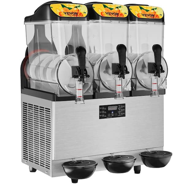 VEVOR 3 x 405 oz. Commercial Slush Machine Margarita Smoothie Frozen Drink 1200W Stainless Steel Snow Cone Machine