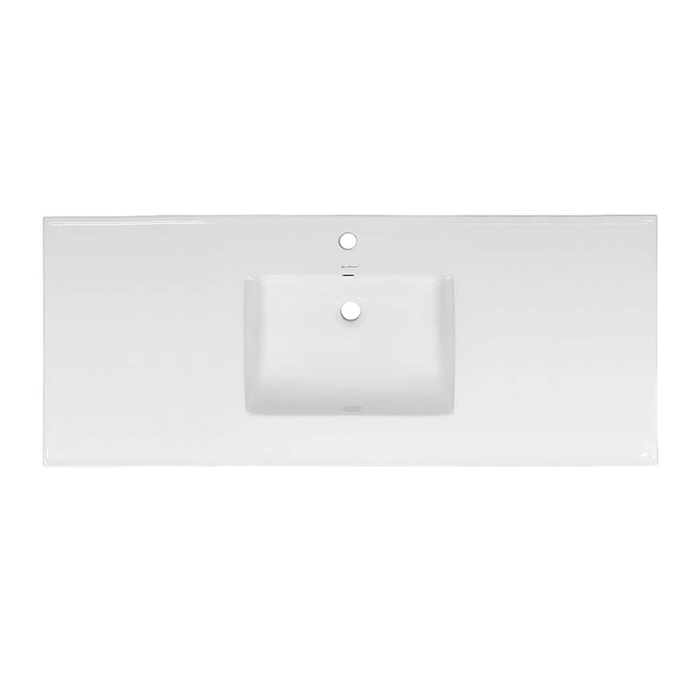 Voltaire 49" Glossy White Ceramic Vanity Top with Single Basin