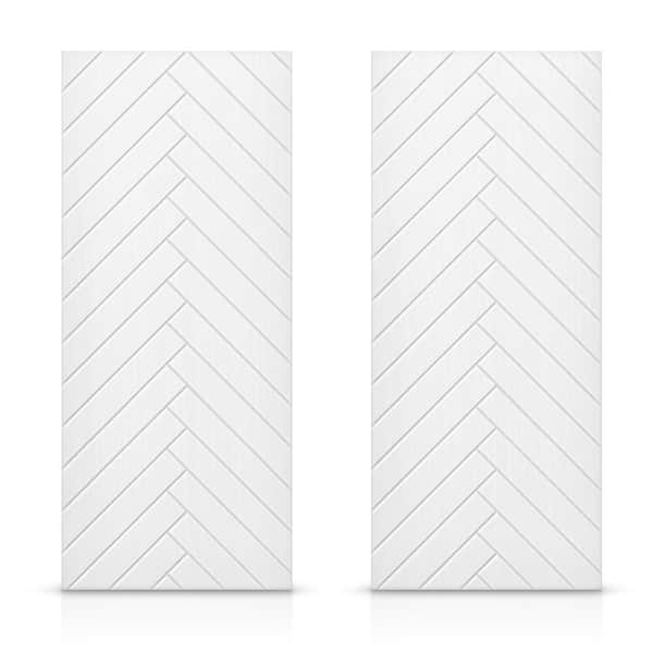 84 in. x 96 in. Hollow Core White Painted Composite MDF Interior Double Closet Sliding Doors