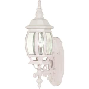 1-Light - 20 in. Wall Lantern Sconce with Clear Bevelled Glass White