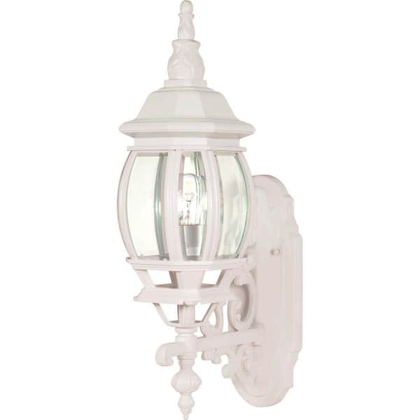 SATCO 1-Light - 20 in. Wall Lantern Sconce with Clear Bevelled Glass White