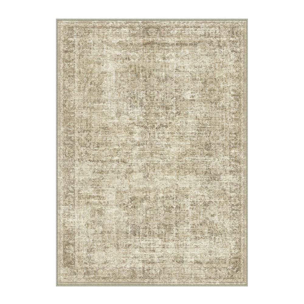 Bursch Beige 6 ft. x 9 ft. Distressed Vintage Floral Area Rug price history on PriceWatchPro