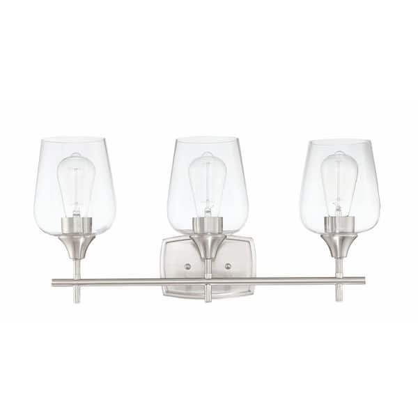 Pia Ricco 3-Lights Brush Nickle Wall Mount Vanity Light