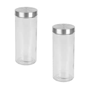 2 pack of 67 oz. X-Large Round Glass Canister With Stainless Steel Lid