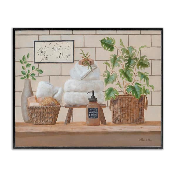 Stupell Industries Comforting Bathroom Spa Still Life by Pam Britton 1-Piece Black Framed Nature Giclee Art Print 20 in. x 16 in.