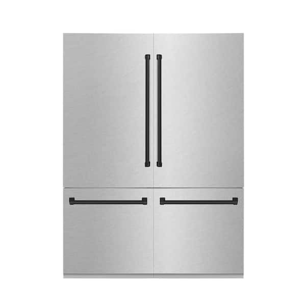 ZLINE Kitchen and Bath Autograph Edition 60 in. 4-Door French Door Refrigerator w/ Ice & Water in Fingerprint Resistant Stainless & Matte Black