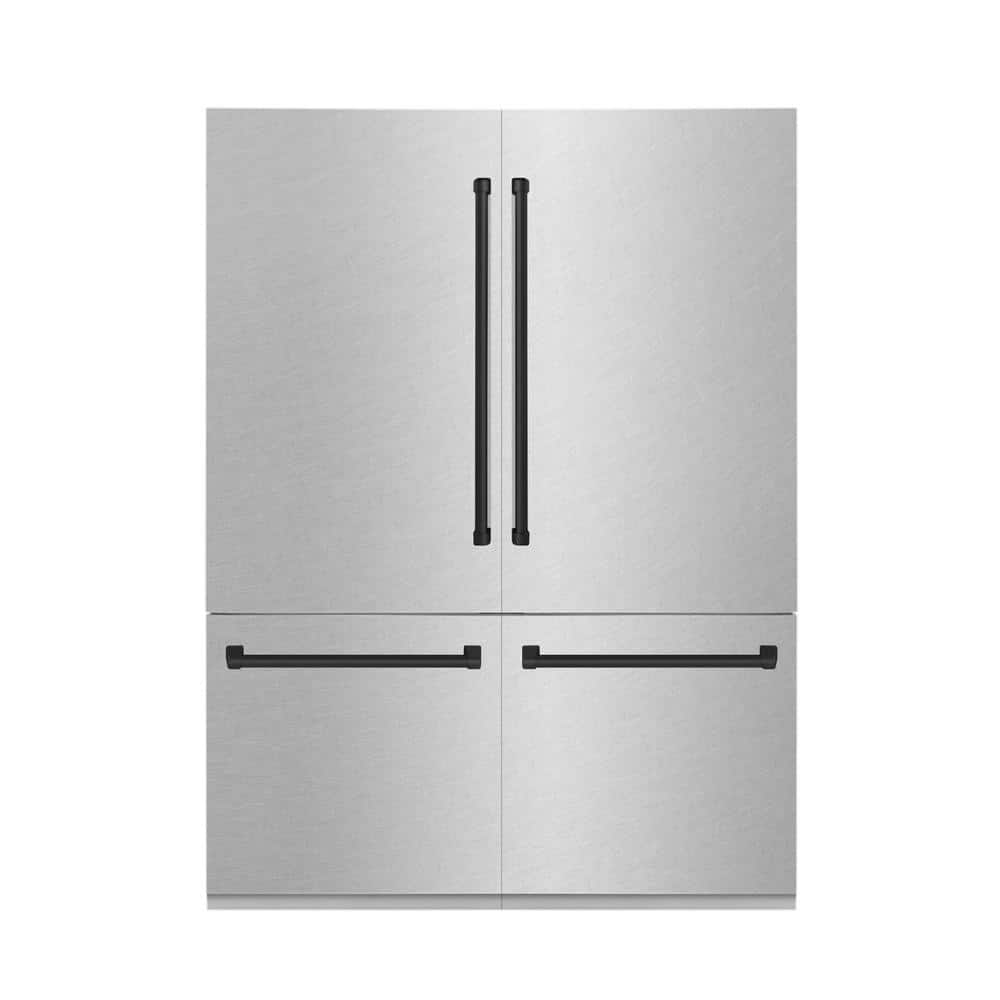 Autograph Edition 60 in. French Door Built-In Refrigerator in Satin Stainless Steel with Matte Black Accents