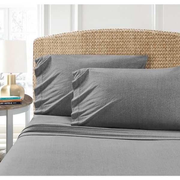 Unbranded Heather Charcoal Jersey XL-Twin Sheet Set