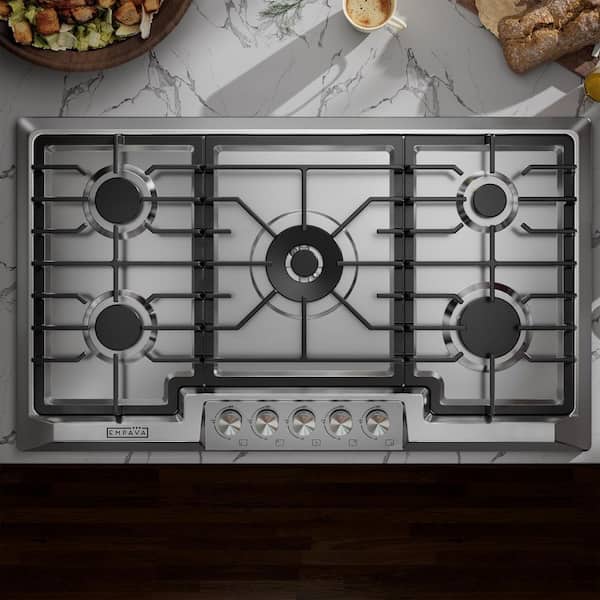 Built-in 36 in. Gas Cooktop - 5 Sealed Burners Cook Tops in Stainless Steel