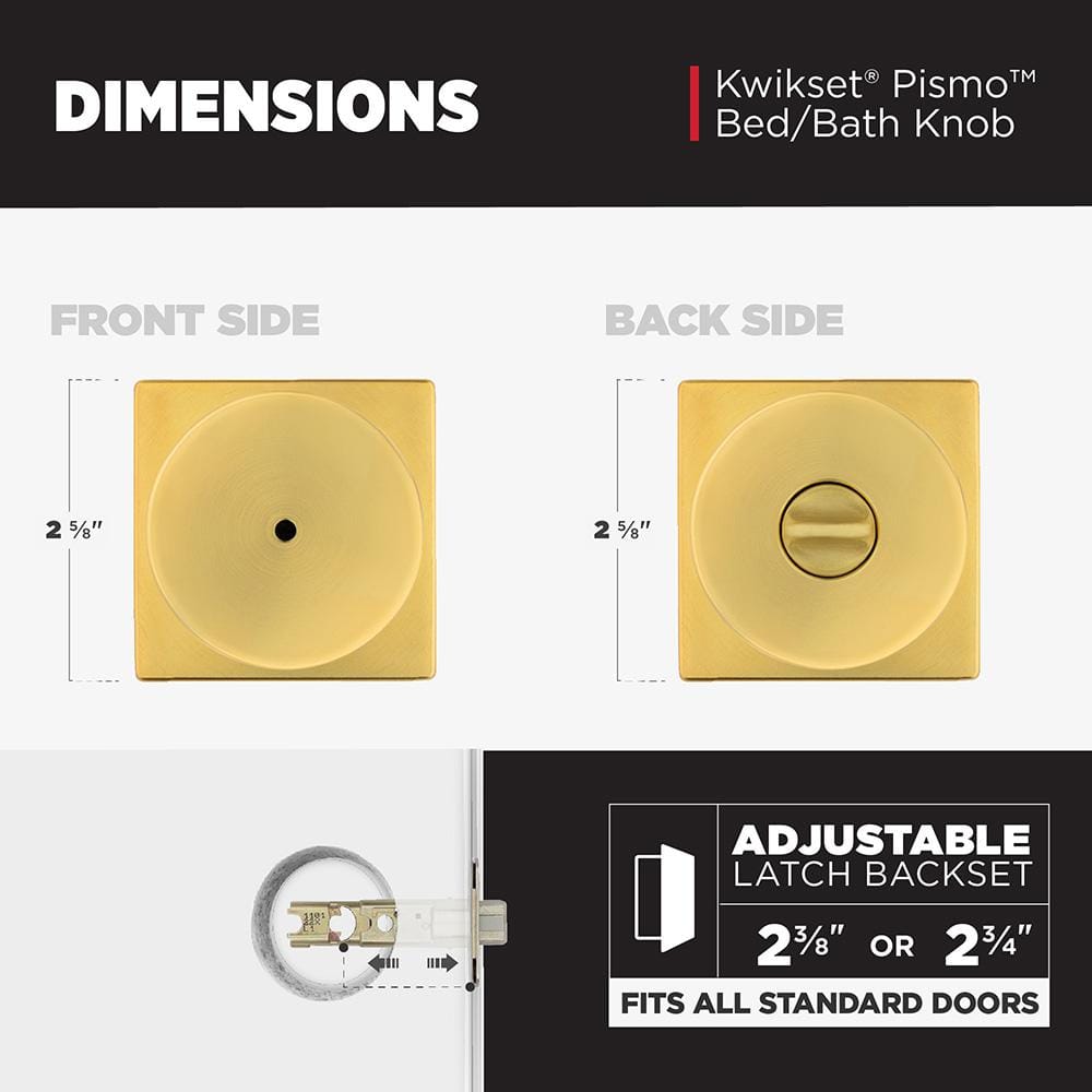 Satin Brass Square Privacy Door Knob with Circle Handle