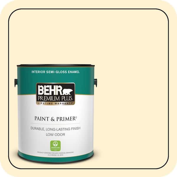 BEHR PREMIUM PLUS 1 gal. #ICC-30 Cashmere Sweater Semi-Gloss Enamel Low Odor Interior Paint & Primer
