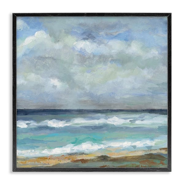 Stupell Industries Summer Seashore Waves by Silvia Vassileva Black Framed Coastal Giclee Art Print 24 in. x 24 in.