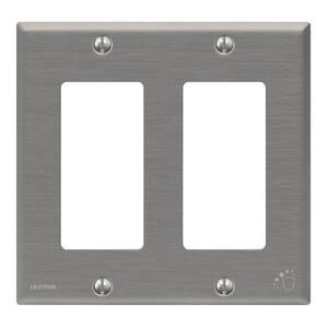 Stainless Steel Anti-Microbial 2-Gang Decorator/Rocker Wall Plate (1-Pack)
